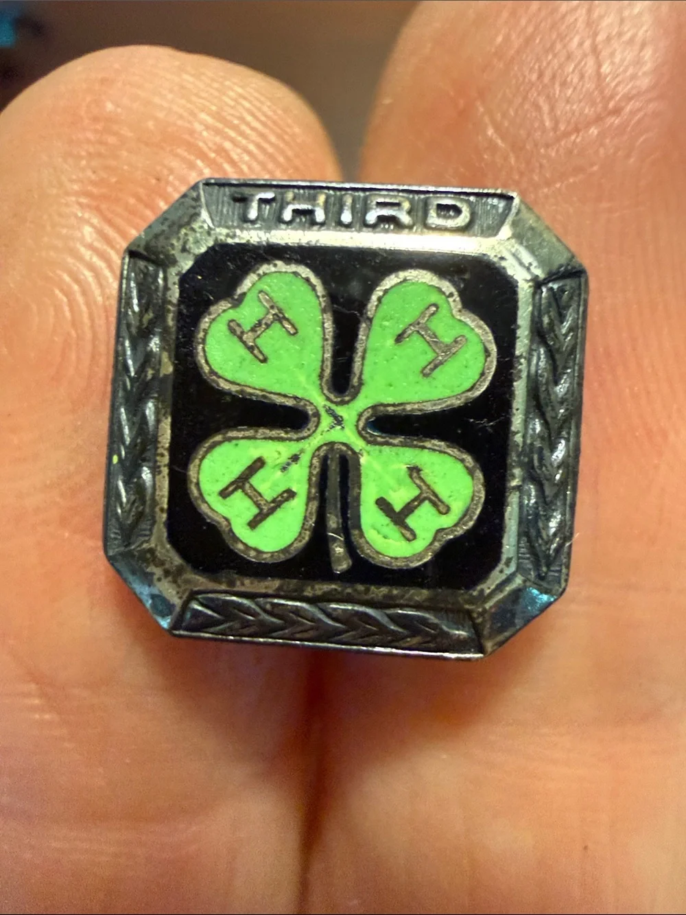 Vintage 50’s 4-H Club Pins — Green Clover Motif; Dress Revue